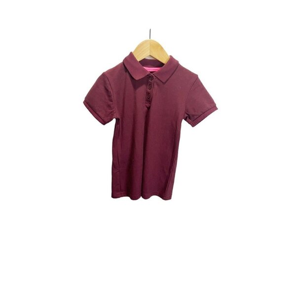 Thereabouts Girls Burgundy Red Short Sleeve Polo Shirt XXS 4/5 Collared NEW - Picture 1 of 4